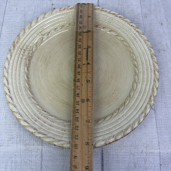 Roscher BELLINI CREAM Embossed Rope Ring Earthenware Lunch Salad Plates Set 3 - Picture 9 of 15